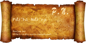 Páhi Nóra névjegykártya