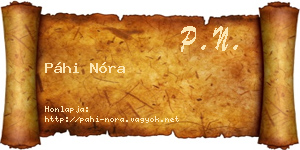 Páhi Nóra névjegykártya